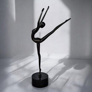 Ballerina Dancer Figure Contemporary Art Bronze Color Metal Sculpture 18" tall